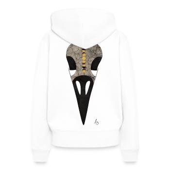 Cycle Lunaire du Crâne Corbeau - Sweat à capuche Premium bio Femme - blanc - Dos - Julia (174cm)