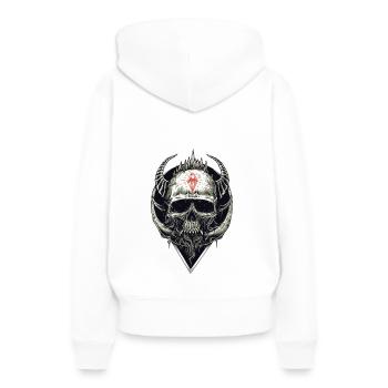 Totenkopf mit rotem Symbol - Frauen Premium Bio Hoodie - Weiß - Hinten - Julia (174cm)
