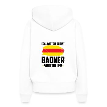 Baden - Frauen Premium Bio Hoodie - Weiß - Hinten - Julia (174cm)