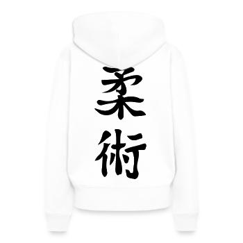 Ju Jutsu Kanji T-Shirt - Frauen Premium Bio Hoodie - Weiß - Hinten - Julia (174cm)
