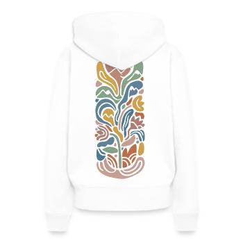 Abstract Blossom - Frauen Premium Bio Hoodie - Weiß - Hinten - Julia (174cm)