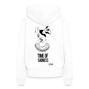 Zeit der Traurigkeit - Frauen Premium Bio Hoodie - Weiß - Hinten - Julia (174cm)