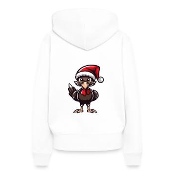 Noël en din - Sweat à capuche Premium bio Femme - blanc - Dos - Julia (174cm)