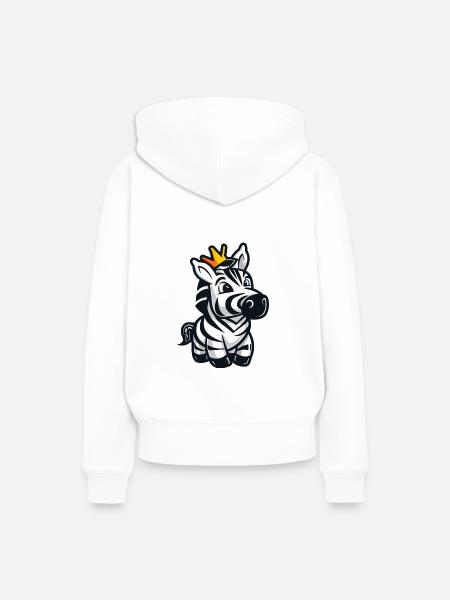 Zebra Comic Krone - Frauen Premium Bio Hoodie - Weiß