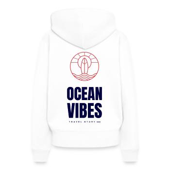 Ozean - Frauen Premium Bio Hoodie - Weiß - Hinten - Julia (174cm)