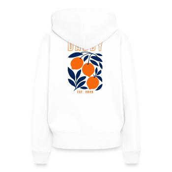 Papa 2025 - Frauen Premium Bio Hoodie - Weiß - Hinten - Julia (174cm)