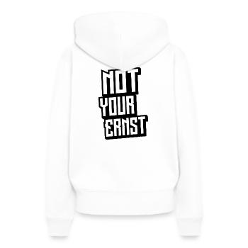 Pas votre sérieux v2 - Sweat à capuche Premium bio Femme - blanc - Dos - Julia (174cm)