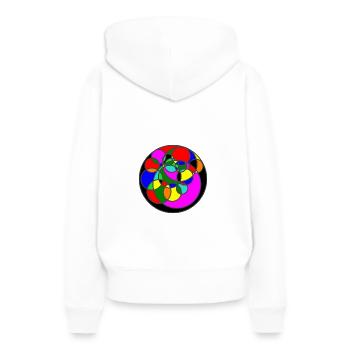 Farbenfroh - Frauen Premium Bio Hoodie - Weiß - Hinten - Julia (174cm)