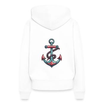 Anker Hafen - Frauen Premium Bio Hoodie - Weiß - Hinten - Julia (174cm)