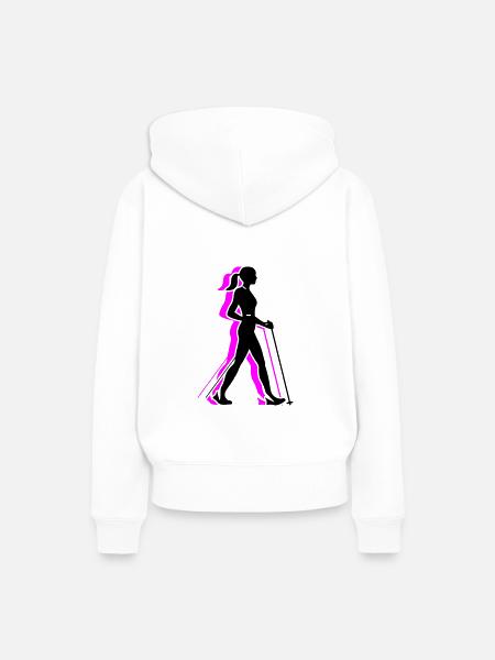 Nordic Walking Frau Symbol - Frauen Premium Bio Hoodie - Weiß