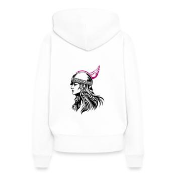 Wikinger Kriegerin Walküre - Frauen Premium Bio Hoodie - Weiß - Hinten - Julia (174cm)