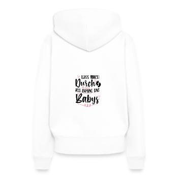 Hebammen - Frauen Premium Bio Hoodie - Weiß - Hinten - Julia (174cm)