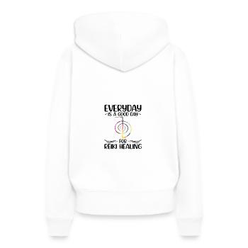 Reiki - Sweat à capuche Premium bio Femme - blanc - Dos - Julia (174cm)