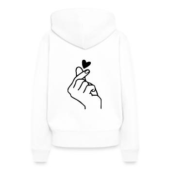 claquer la main avec coeur - Sweat à capuche Premium bio Femme - blanc - Dos - Julia (174cm)