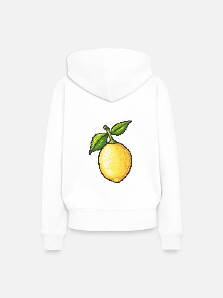 Zitrone Pixel Gamer - Frauen Premium Bio Hoodie - Weiß