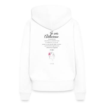 Audacieuse - Sweat à capuche Premium bio Femme - blanc - Dos - Julia (174cm)
