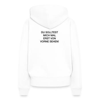 Kleiner Tipp! - Frauen Premium Bio Hoodie - Weiß - Hinten - Julia (174cm)