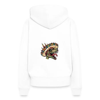 Dinosaure stégosaure Sombrero - Sweat à capuche Premium bio Femme - blanc - Dos - Julia (174cm)