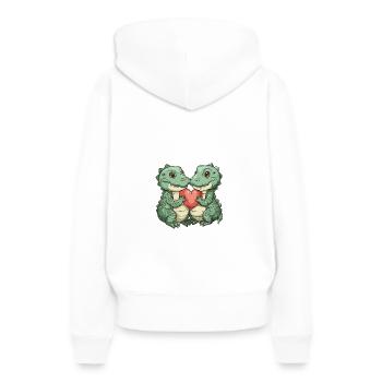 Alligator Paar Liebe - Frauen Premium Bio Hoodie - Weiß - Hinten - Julia (174cm)