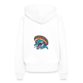 Dauphin Drôle Sombrero - Sweat à capuche Premium bio Femme - blanc - Dos - Julia (174cm)