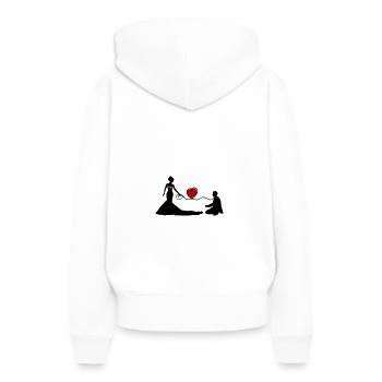 Hochzeit Brautpaar Leine Herz - Frauen Premium Bio Hoodie - Weiß - Hinten - Julia (174cm)