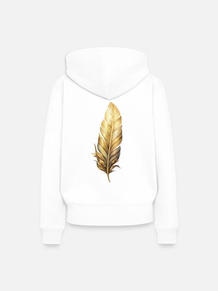 Golden Federn - Frauen Premium Bio Hoodie - Weiß