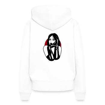 Erotisch - Frauen Premium Bio Hoodie - Weiß - Hinten - Julia (174cm)