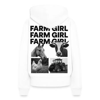 Farm Girl – Conception de tracteur Horse Cow Chicken - Sweat à capuche Premium bio Femme - blanc - Dos - Julia (174cm)