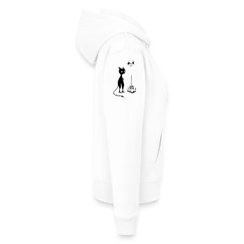 Chat diable diable diable - Sweat à capuche Premium bio Femme - blanc - Droite - Julia (174cm)