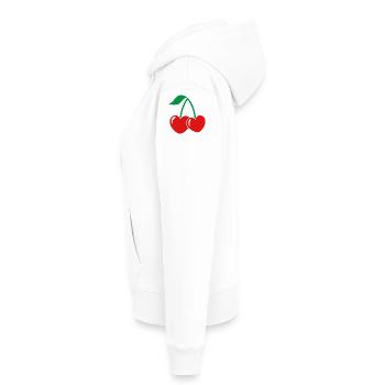 Paire de cerises de style rouge-vert - Sweat à capuche Premium bio Femme - blanc - Gauche - Selfina (174cm)