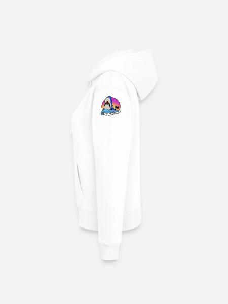 Hai-Surfer am Sunset-Wave - Frauen Premium Bio Hoodie - Weiß