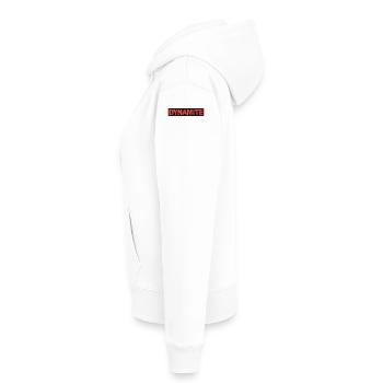 Dynamite affiche grunge rouge - Sweat à capuche Premium bio Femme - blanc - Gauche - Selfina (174cm)