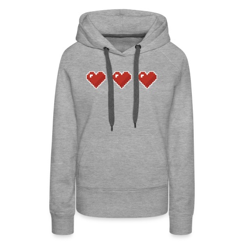3 coeurs en pixel art - 3 red pixelart hearts - Sweat-shirt à capuche Premium pour femmes