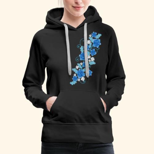 Blue Garden - Sudadera con capucha premium para mujer