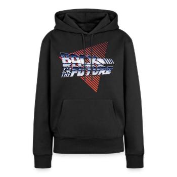 Retour Vers Le Futur Logo Rétro Argent - Sweat à capuche Premium bio Femme - noir - Devant - Julia (174cm)