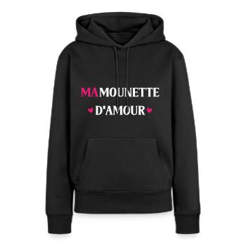 mamounette d'amour - Sweat à capuche Premium bio Femme - noir - Devant - Julia (174cm)