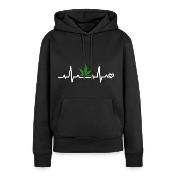 Cannabisblatt EKG - Frauen Premium Bio Hoodie - Schwarz - Vorne - Julia (174cm)