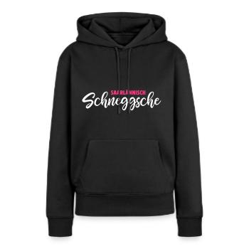 Saarlännisch Schneggsche | Dialekt | Saarland - Frauen Premium Bio Hoodie - Schwarz - Vorne - Julia (174cm)
