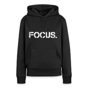 Concentration Motivation - Sweat à capuche Premium bio Femme - noir - Devant - Julia (174cm)