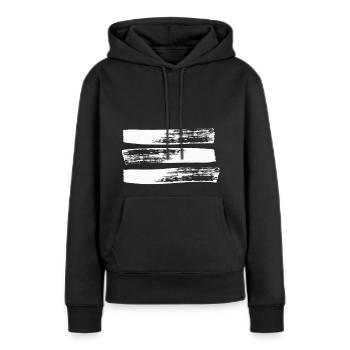 Drei Pinsel Streifen - Frauen Premium Bio Hoodie - Schwarz - Vorne - Julia (174cm)