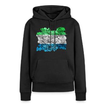 Sierra Leone Drapeau Vintage - Sweat à capuche Premium bio Femme - noir - Devant - Julia (174cm)