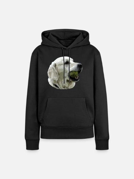 Labrador mit Ball - Frauen Premium Bio Hoodie - Schwarz