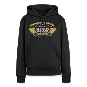 Motorradfahrer - Frauen Premium Bio Hoodie - Schwarz - Vorne - Julia (174cm)