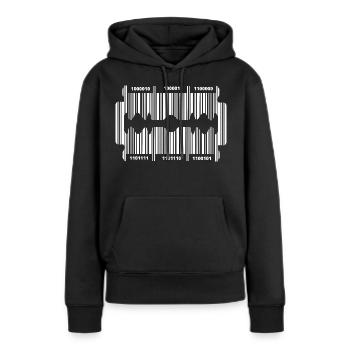 Lame de rasoir avec code - Sweat à capuche Premium bio Femme - noir - Devant - Julia (174cm)
