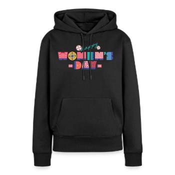 journée internationale de la femme - Sweat à capuche Premium bio Femme - noir - Devant - Julia (174cm)