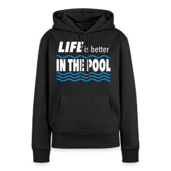 Piscine - Sweat à capuche Premium bio Femme - noir - Devant - Julia (174cm)