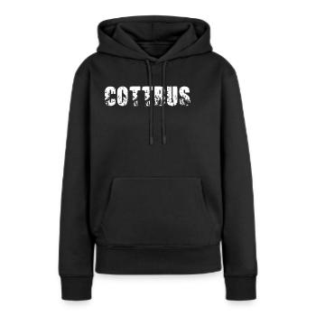 Cottbus - Frauen Premium Bio Hoodie - Schwarz - Vorne - Julia (174cm)