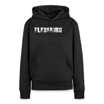 Flensburg - Frauen Premium Bio Hoodie - Schwarz - Vorne - Julia (174cm)