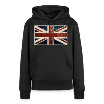 Drapeau anglais - Sweat à capuche Premium bio Femme - noir - Devant - Julia (174cm)