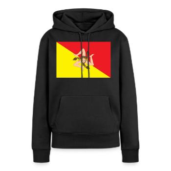Aufkleber Flagge von Sizilien Flagge Aufkleber Sizilien - Frauen Premium Bio Hoodie - Schwarz - Vorne - Julia (174cm)